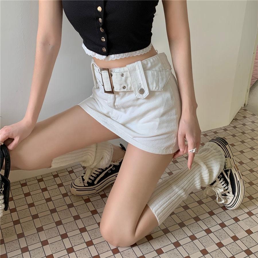 Chân váy chữ A dáng ngắn chất kaki đẹp tặng kèm dây lưng đục lỗ trendy - CV020