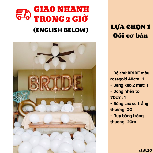 Bộ bong bóng trang trí tiệc chia tay độc thân màu hông trắng Pastel ctdt20