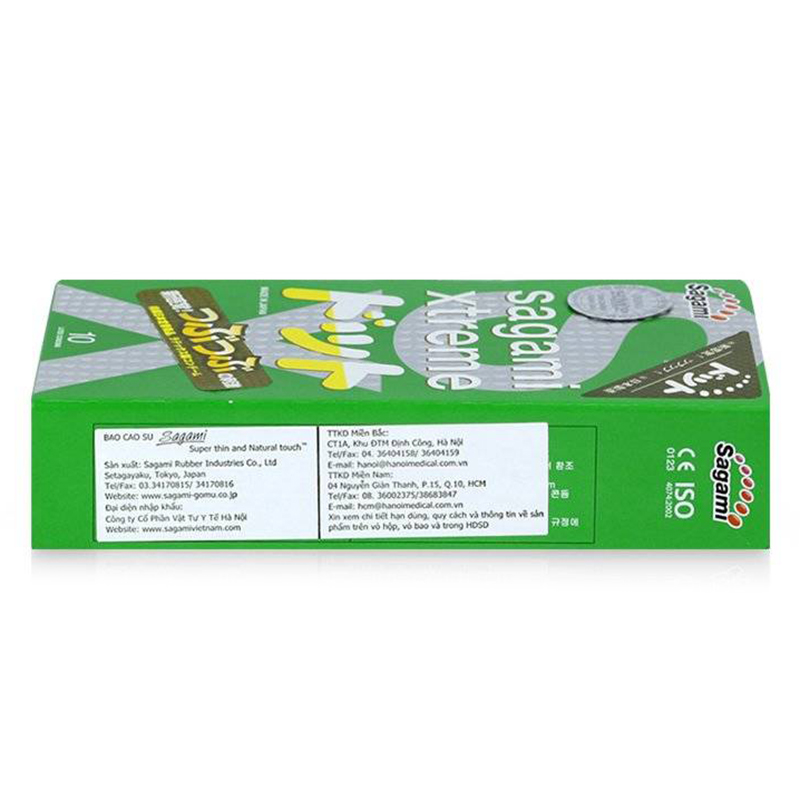 Bộ 2 Hộp Bao Cao Su Gân Gai Thắt Sagami Xtreme Green Và Bao Cao Su Siêu Mỏng Sagami Love Me Orange (20 Bao)