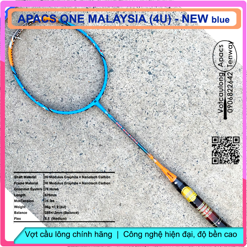 Vợt Cầu Lông Apacs One Malaysia – 4U New Blue | Vợt đẹp trong tầm giá, bền bỉ với thời gian, phù hợp đánh phong trào