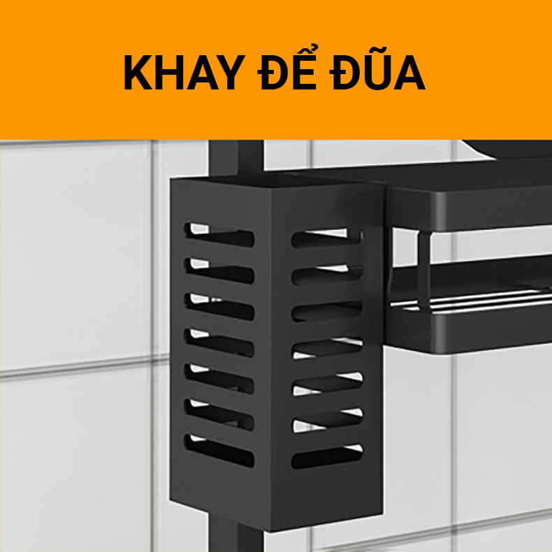 Kệ úp chén bồn rửa 85cm cao cấp VANDO thép carbon không gỉ, chống xước, sơn tĩnh điện, giá kệ để bát tiện lợi