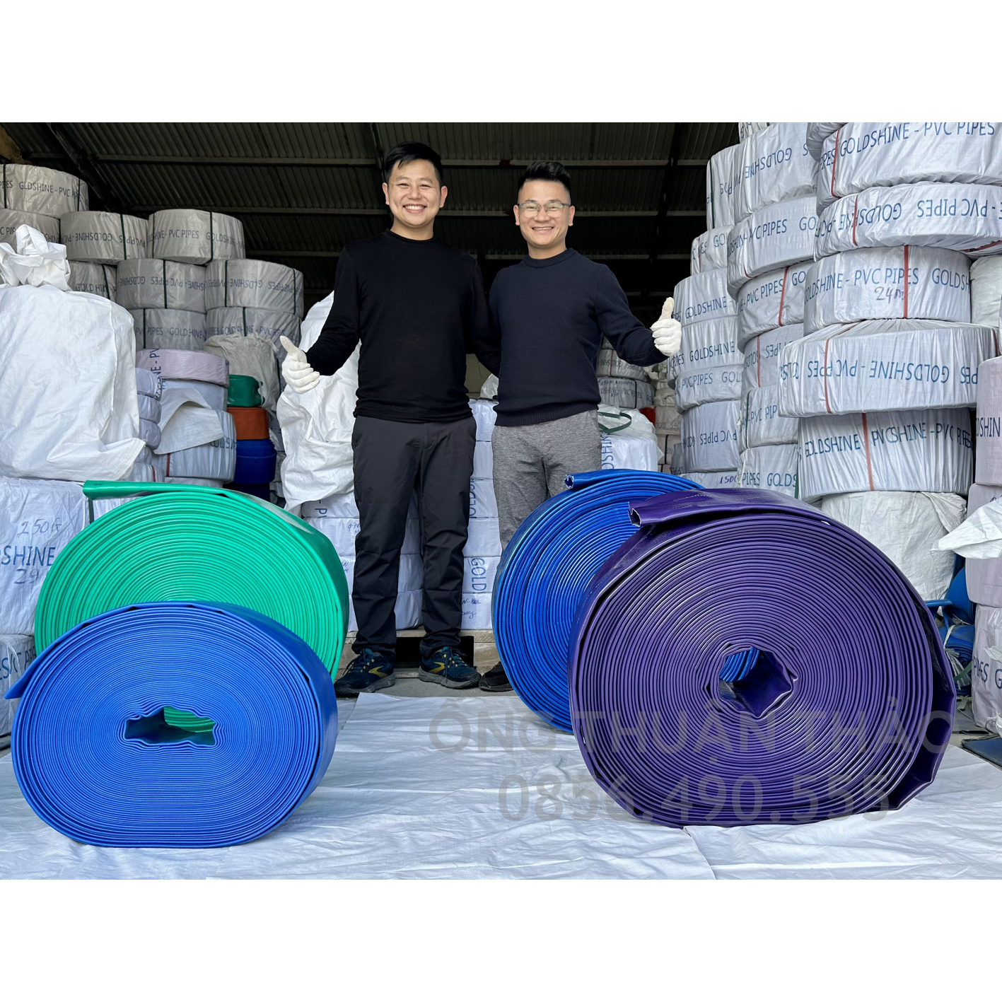 Ống bạt xanh ngọc phi 150MM cuộn 20M - Ống bạt bơm cát sỏi THUẬN THẢO