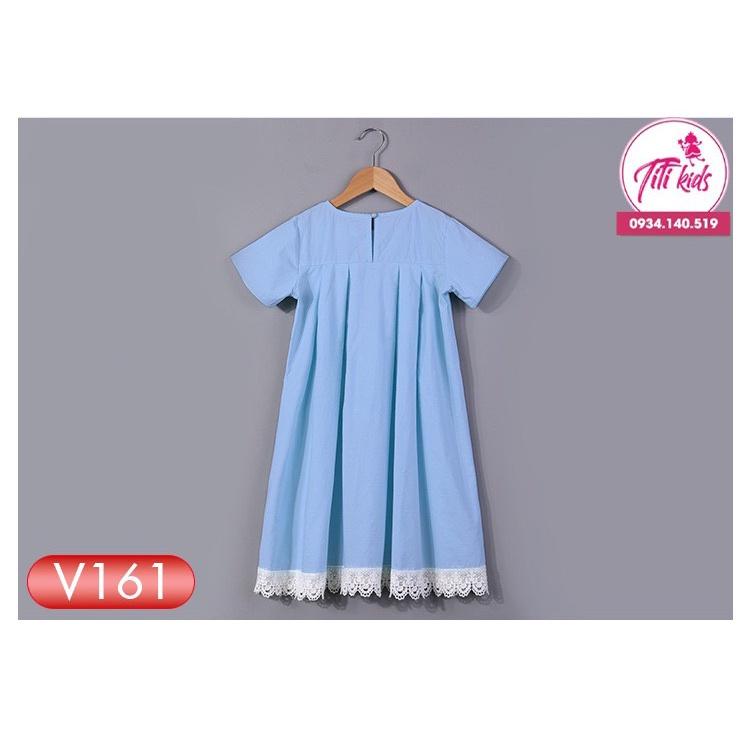 Đầm Váy Cho Bé Gái Thu Đông Cam Xếp Ly Chân Ren V161