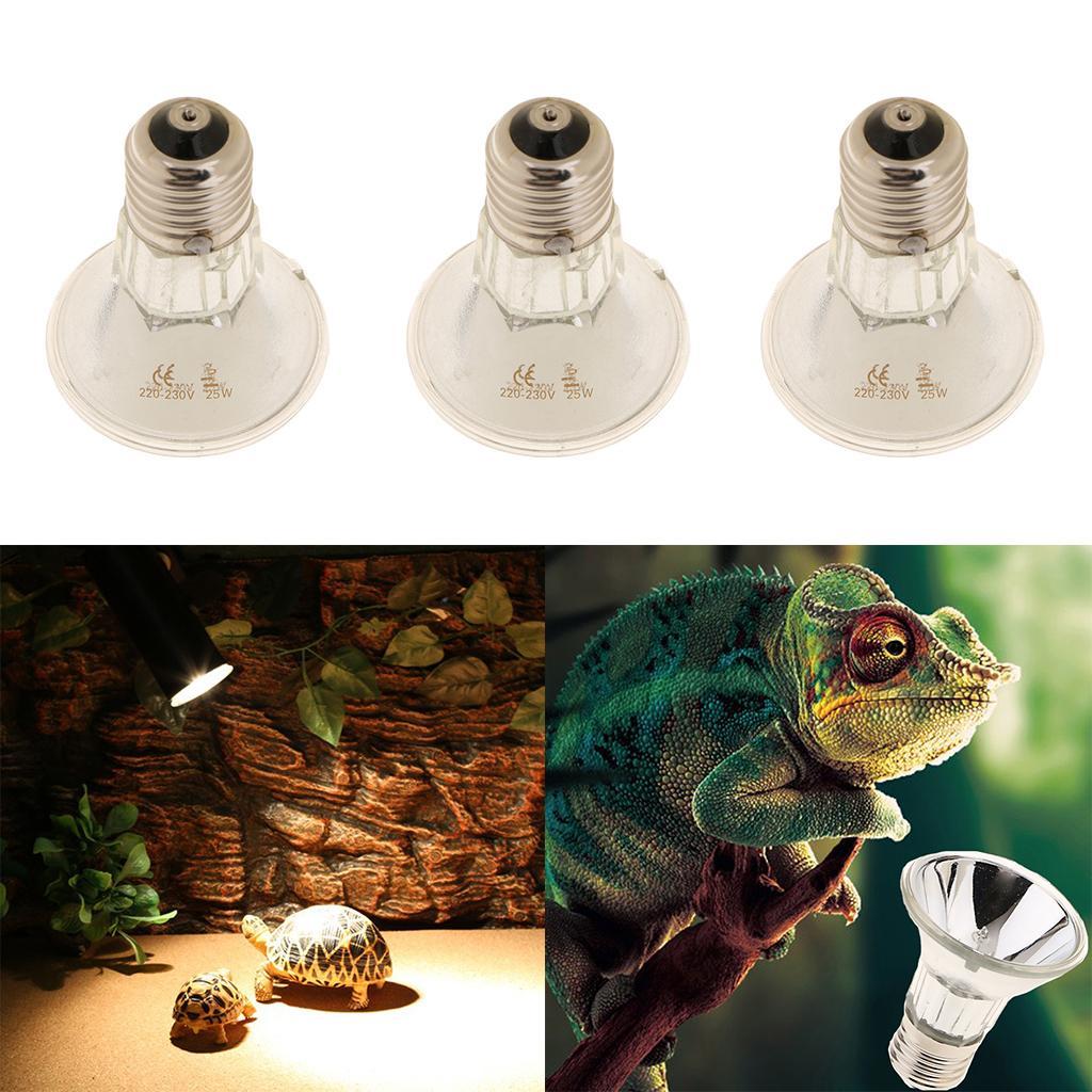 3pcs Reptile Tortoise Amphibian UVA UVB Heat Light Infrared Baking Spot Lamp