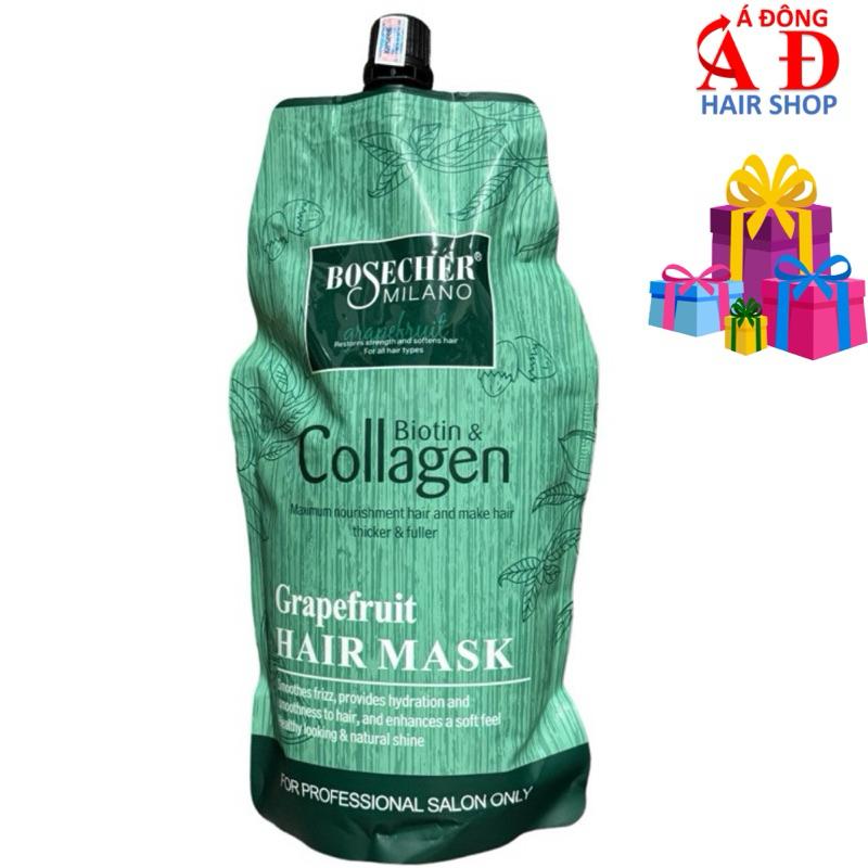 Kem hấp ủ tóc Bưởi Bosecher Grapefruit Collagen siêu mượt phục hồi tóc 1000ml