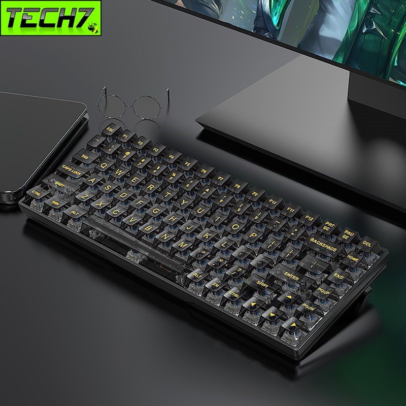 Bàn phím cơ trong suốt K840 Hot-Swap Led mix color cho máy tính Laptop hàng nhập khẩu