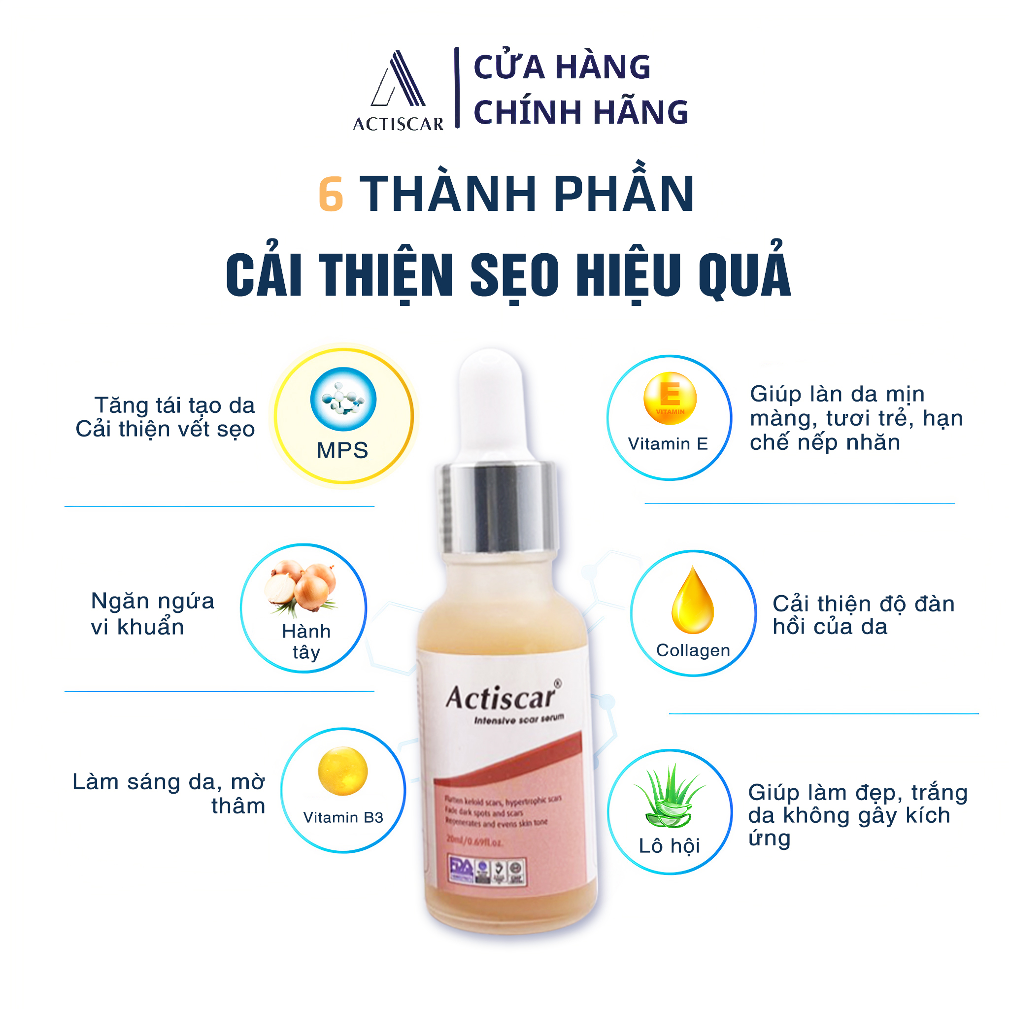 Serum Xóa Sẹo Lồi, Sẹo Phì Đại Actiscar 20ml ( Màu đỏ )