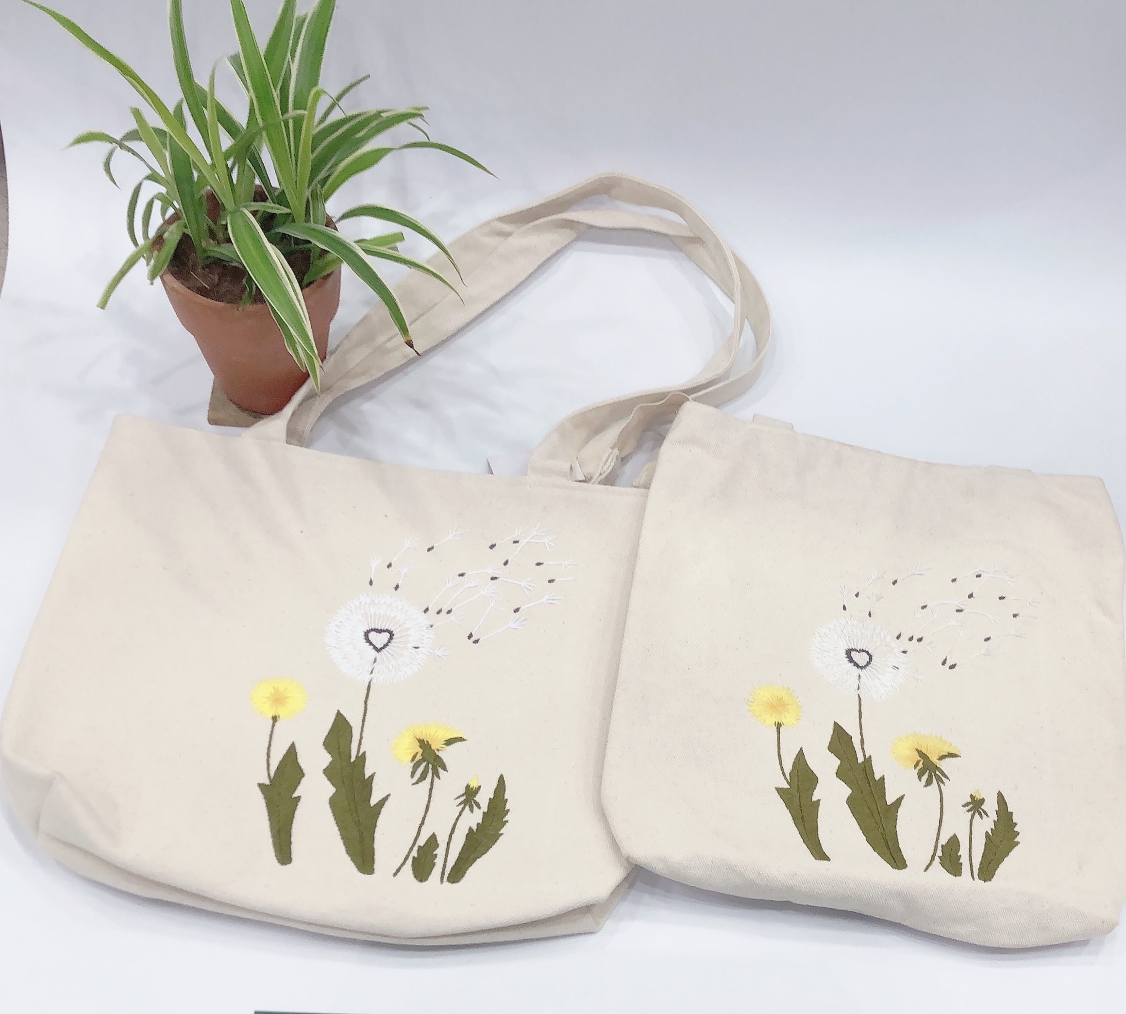 Túi tote thêu thời trang nữ - Hoa bồ công anh ( Cotton)