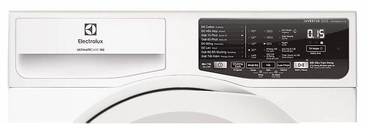 Máy giặt Electrolux EWF1025DQWB - Bảng điều khiển chú thích Anh - Việt