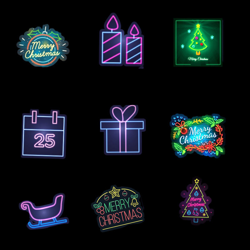 Bộ 50 miếng Sticker hình dán Chrismas Neon