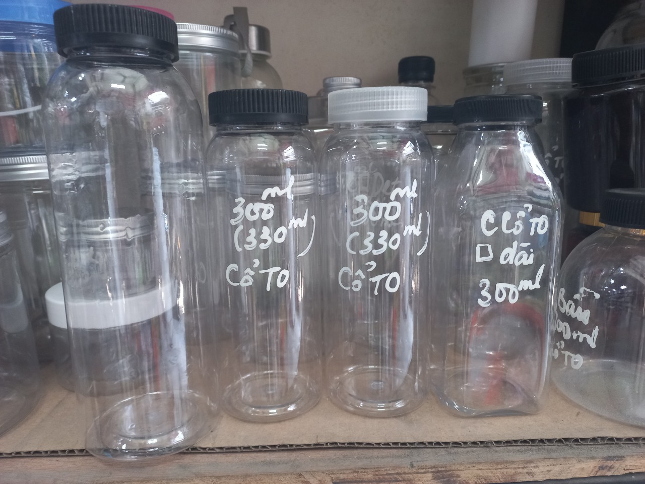 Chai nhựa PET 300ml cổ to đựng trà sữa , chè dưỡng nhan ...