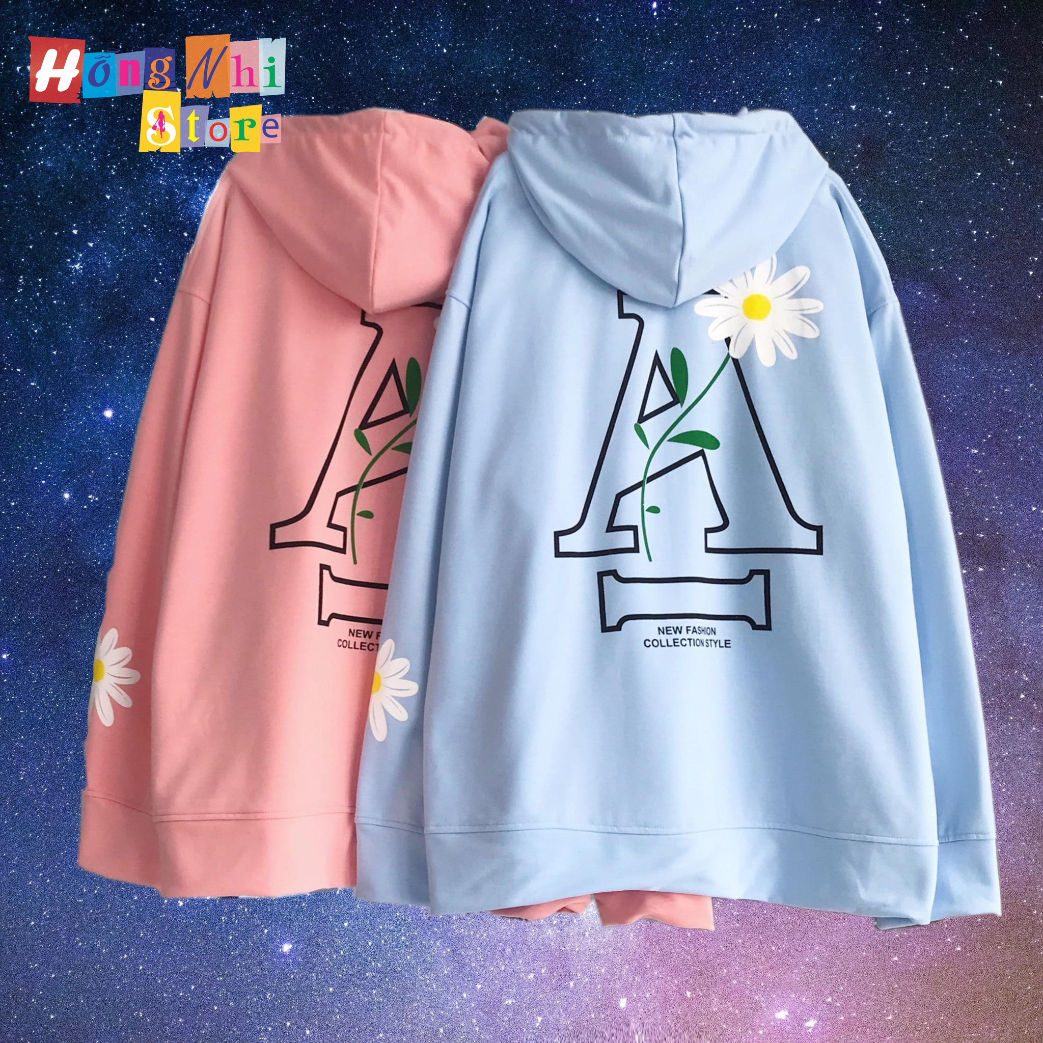 Áo Khoác Hoodie Zip In Hình Chữ A Oversize Ulzzang Unisex Dáng Rộng - MM