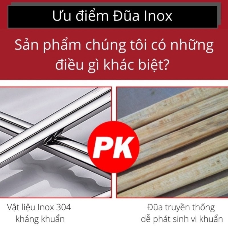 Đũa Inox 304 Kháng Khuẩn Không Trơn Trượt Hoa Văn Tinh Tế  BUGU SK-P02 - Hàng Chính Hãng