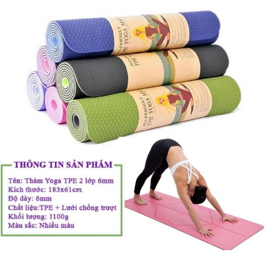 Thảm tập yoga, gym, thể dục tại nhà TPE Đài Loan cao cấp, chống trơn trượt, êm ái khi sử dụng