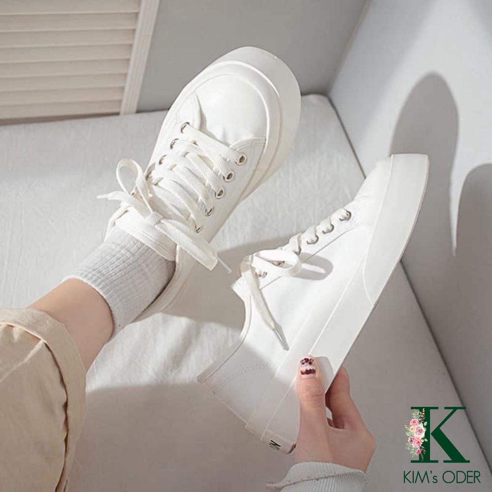 Giày thể thao nữ sneaker đế bằng bánh mì basic độn đế vải canvas bata màu pastel phong cách Ulzzang Hàn Quốc đủ size