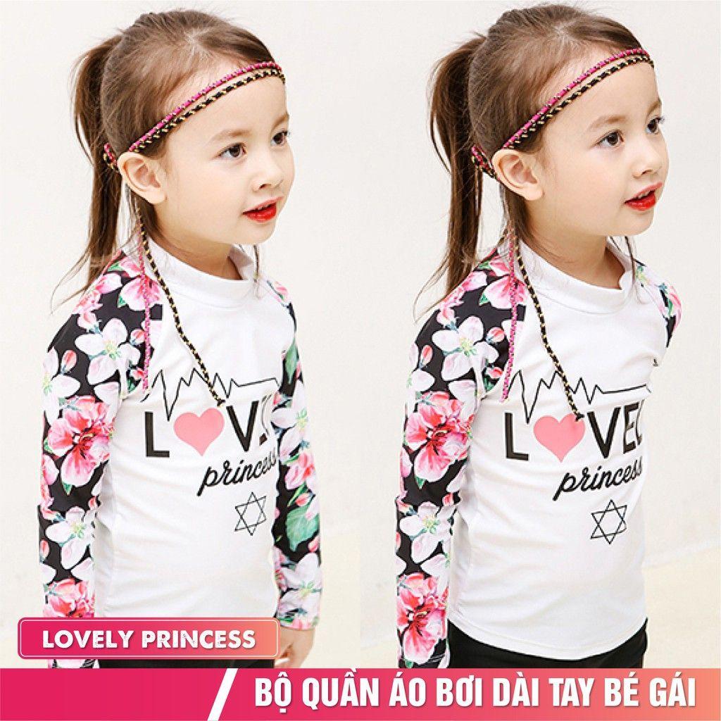 Đồ bơi bé gái mẫu Lovely Princess đồ bơi cho bé từ 3-11 tuổi mẫu dài tay chống nắng giữ nhiệt