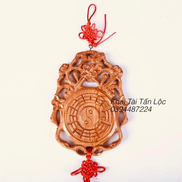 Gương tiên thiên bát quái gỗ đào cắt vận đào hoa