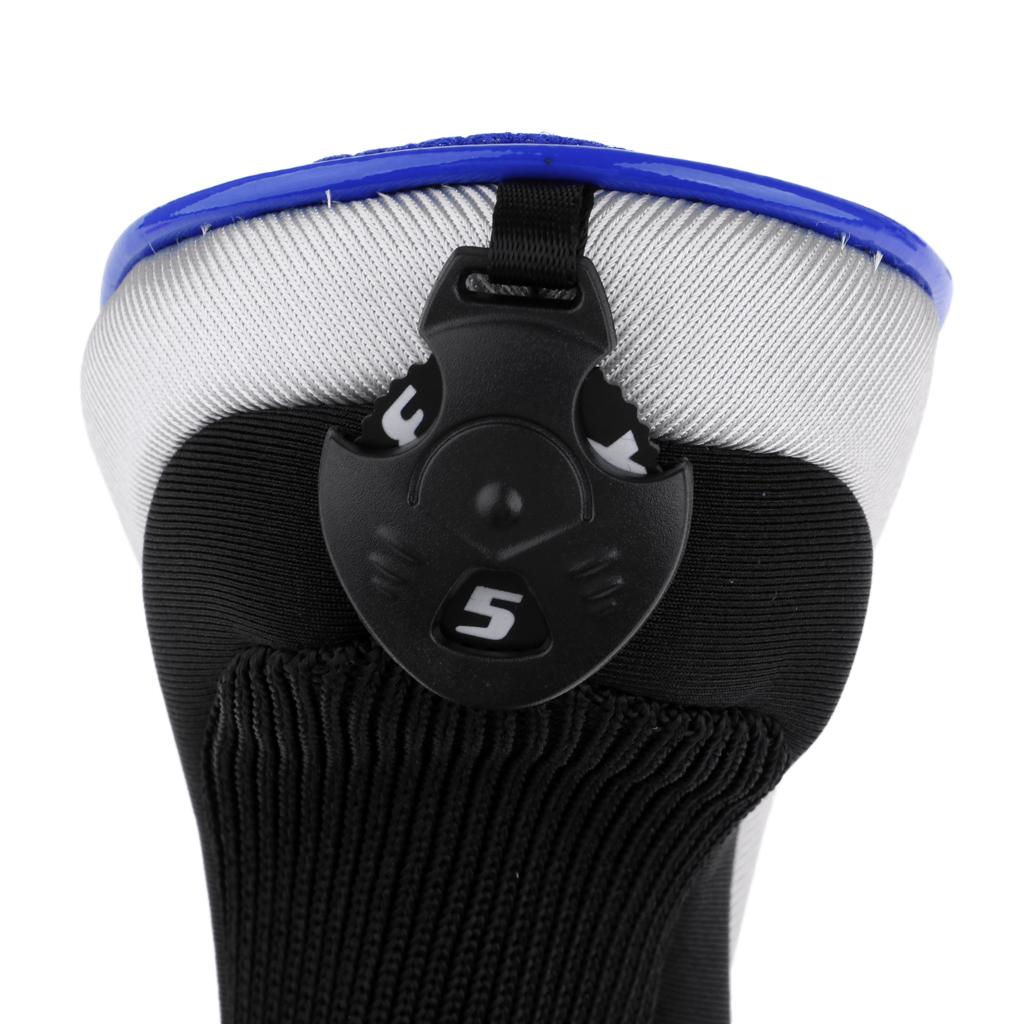 2x Golf Hybrid UT Club Head Cover Headcover W/ Number Tag Black Blue