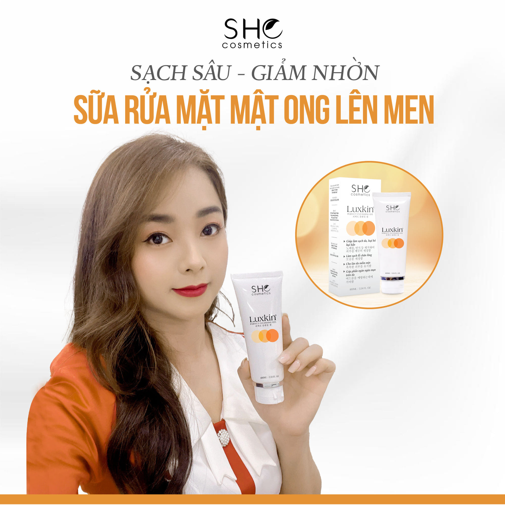 Sữa Rửa Mặt Mật Ong Lên Men LUXKIN 100ml - Sạch Sâu, Giữ Ẩm, Bảo Vệ Da Khỏi Tác Nhận Bên Ngoài...Sản Phẩm Của Đông dược bà Vân