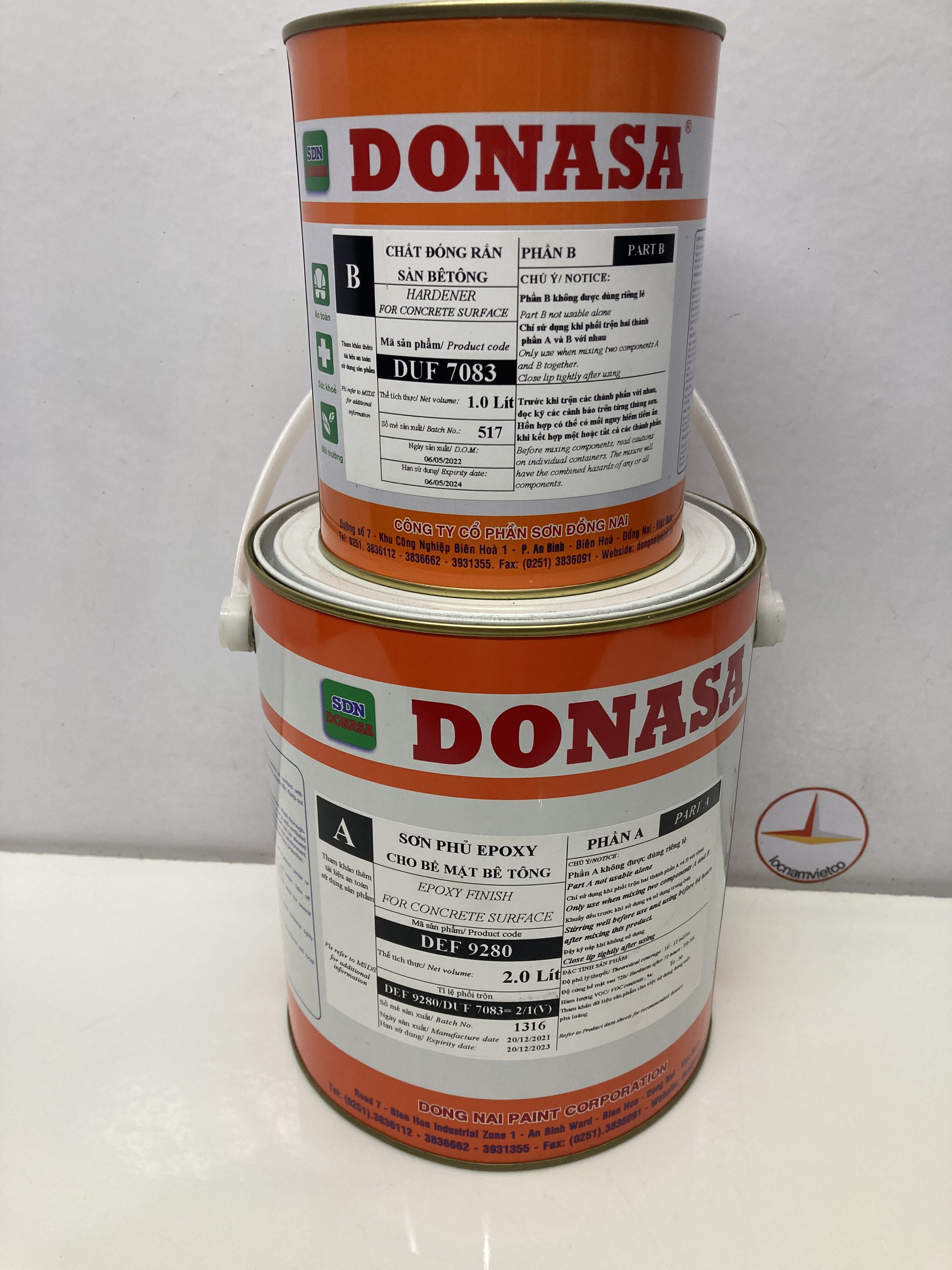 Sơn sàn bê tông Donasa /Floor coating Paint màu xanh lá lợt DEF 9280 3L