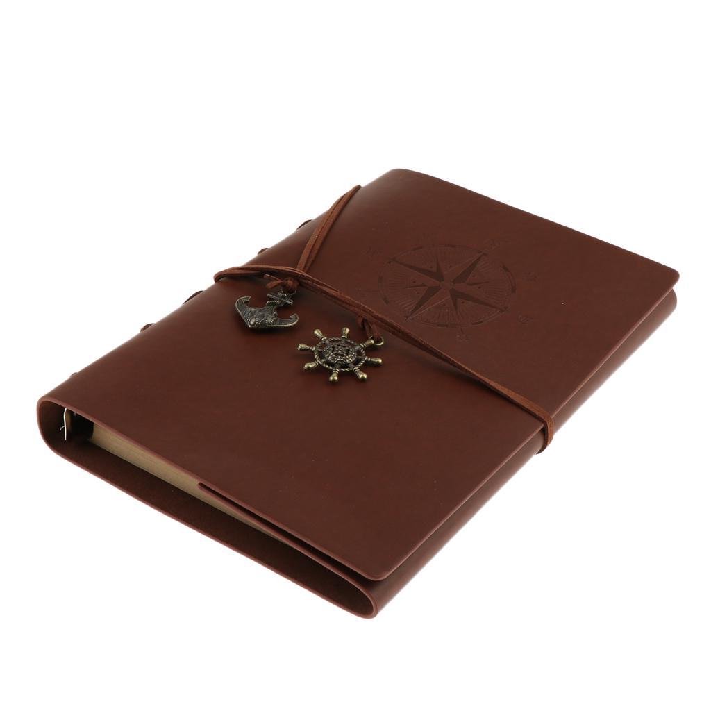 3pcs Leather Notebook Loose Leaf Blank Notebook A5 Portable Writing Notebook