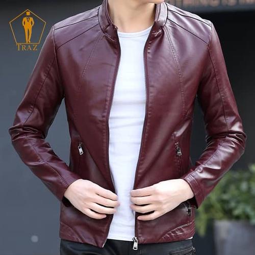 Áa da nam TRAZ cổ đứng phong cách hàn quốc, Áo khoác hai túi kéo lót dù cao cấp222