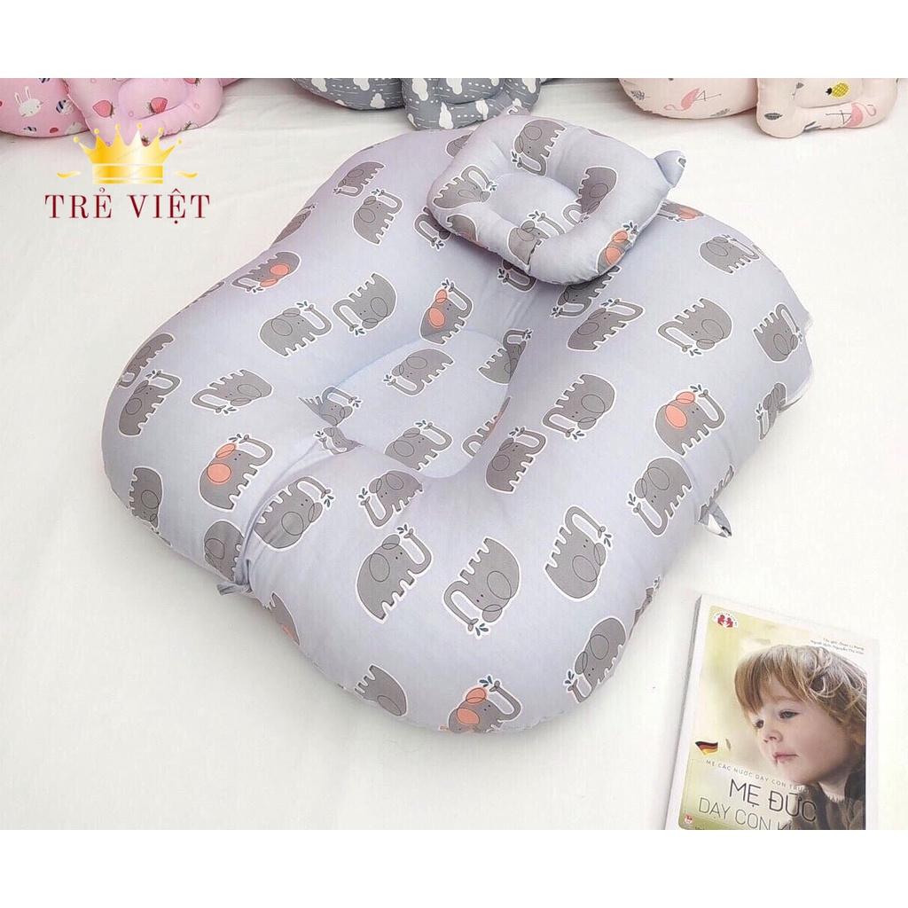 Gối Chống Trào Ngược Cho Bé Vỏ gối 100% cotton mềm mại, Ruột gối 100% bông gòn không tạp chất (màu ngẫu nhiên)