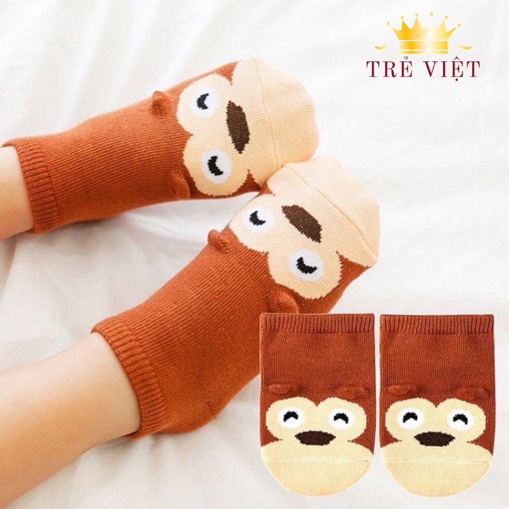 Tất len hình thú Kidsock ngộ nghĩnh, tất len chống trượt cho bé trai/gái size từ 1-3 tuổi, giữ ấm đôi chân của bé