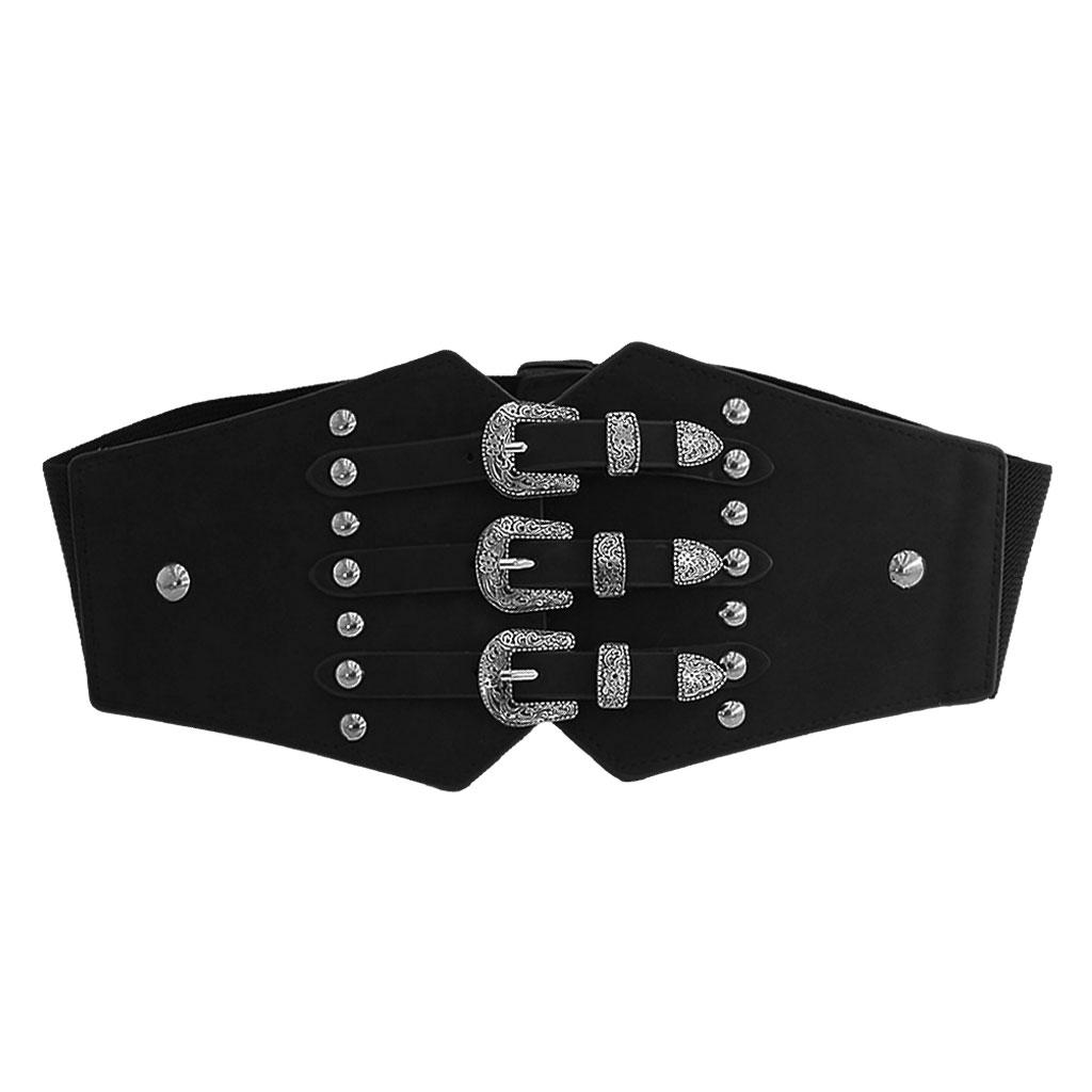 Women Waist Belt Casual Elastic Alloy Buckle PU Leather Fashion Durable Wide Belt for Dress Shirt Skirt Decoration Waistband