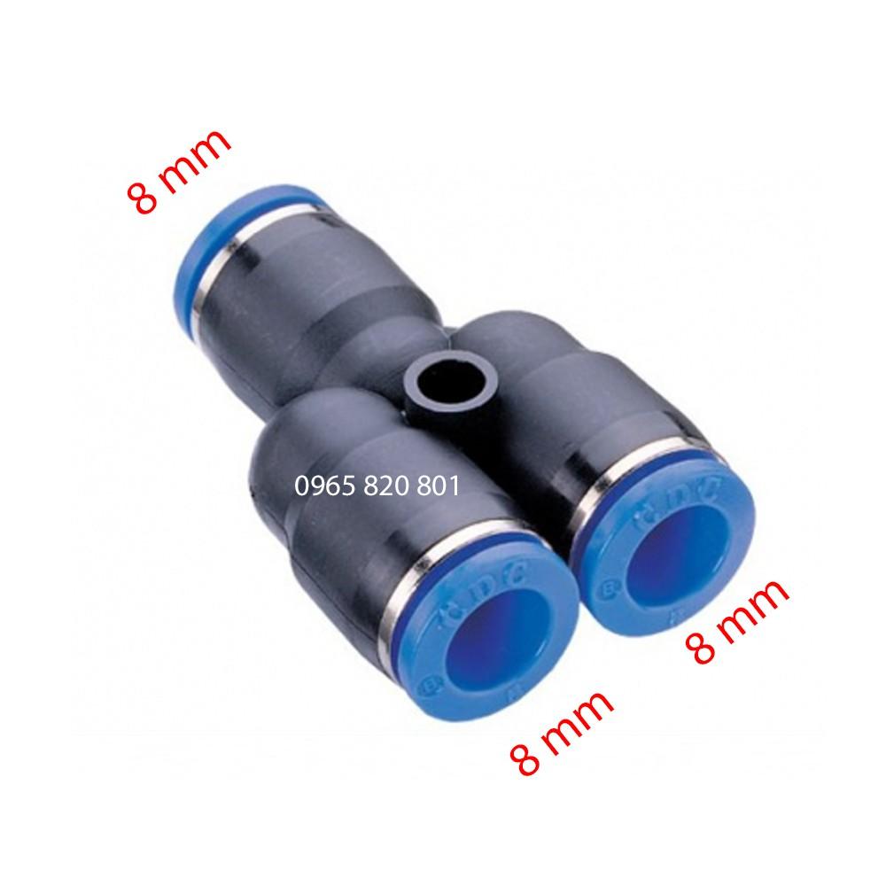 Đầu nối nhanh chữ Y nhựa, khí nén, phun sương, dây hơi 6,8,10,12mm