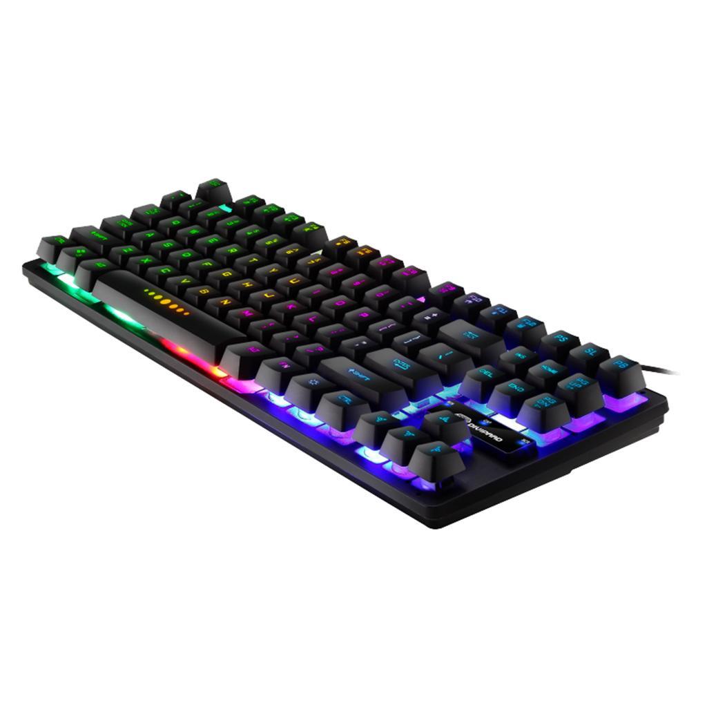2x USB Wired 87 Keys Mechanical Gaming Keyboard RGB Backlit for PC Gamers