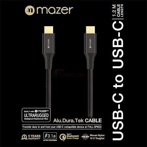 Cáp USB Type-C to Type-C Mazer 1.2m M-UC-C12 - Hàng chính hãng