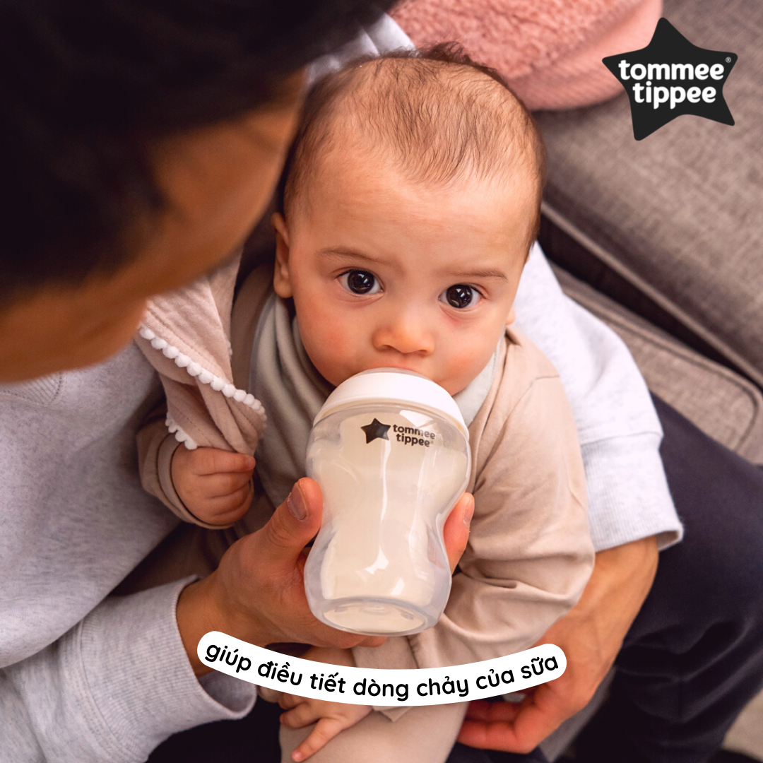 COMBO Bình sữa ty siêu mềm tự nhiên Tommee Tippee Closer to Nature 340ml &amp; Núm ty silicon thay thế 6M+