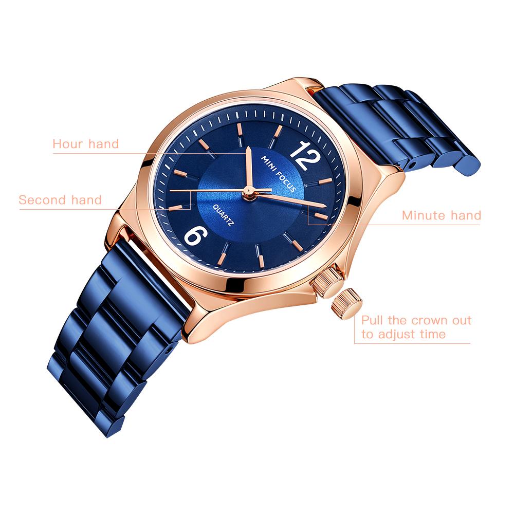 Đồng hồ thời trang dành cho nữ với dây đeo bằng thép chắc chắn MINI FOCUS Women Quartz chống thấm nước 3ATM