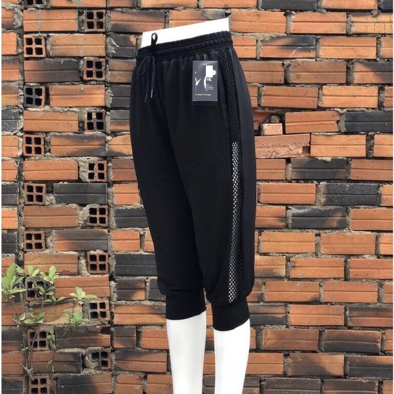 Quần jogger nữ lửng phối lưới hot trend (có 2 màu đen và xám)