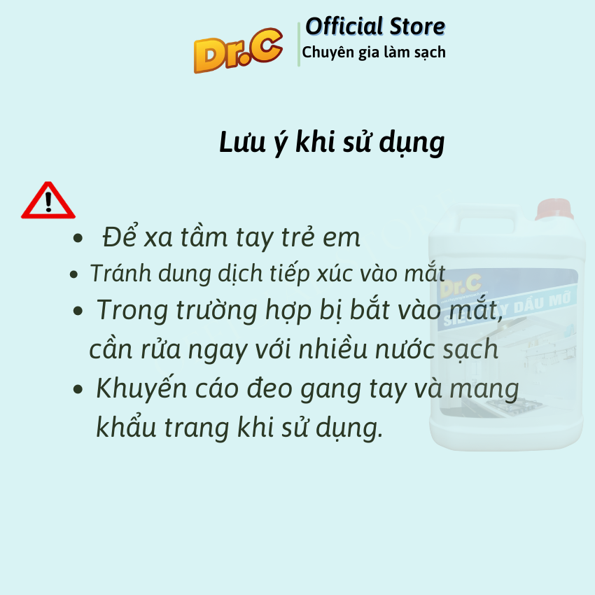 Siêu tẩy dầu mỡ Dr.C CHÍNH HÃNG - đánh bay vết bẩn cứng đầu (Chai lớn 5L tiết kiệm)