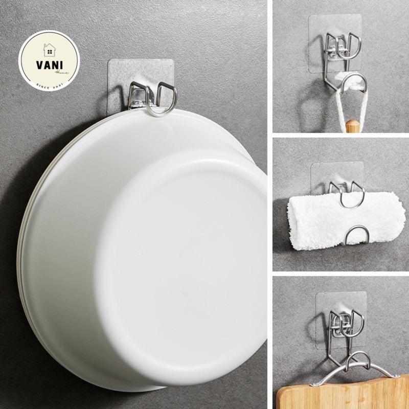 Móc inox treo thau chậu, rổ, khăn, đồ dùng nhà bếp, nhà tắm dán tường tiện lợi siêu chắc - Móc treo thau chậu dán tường