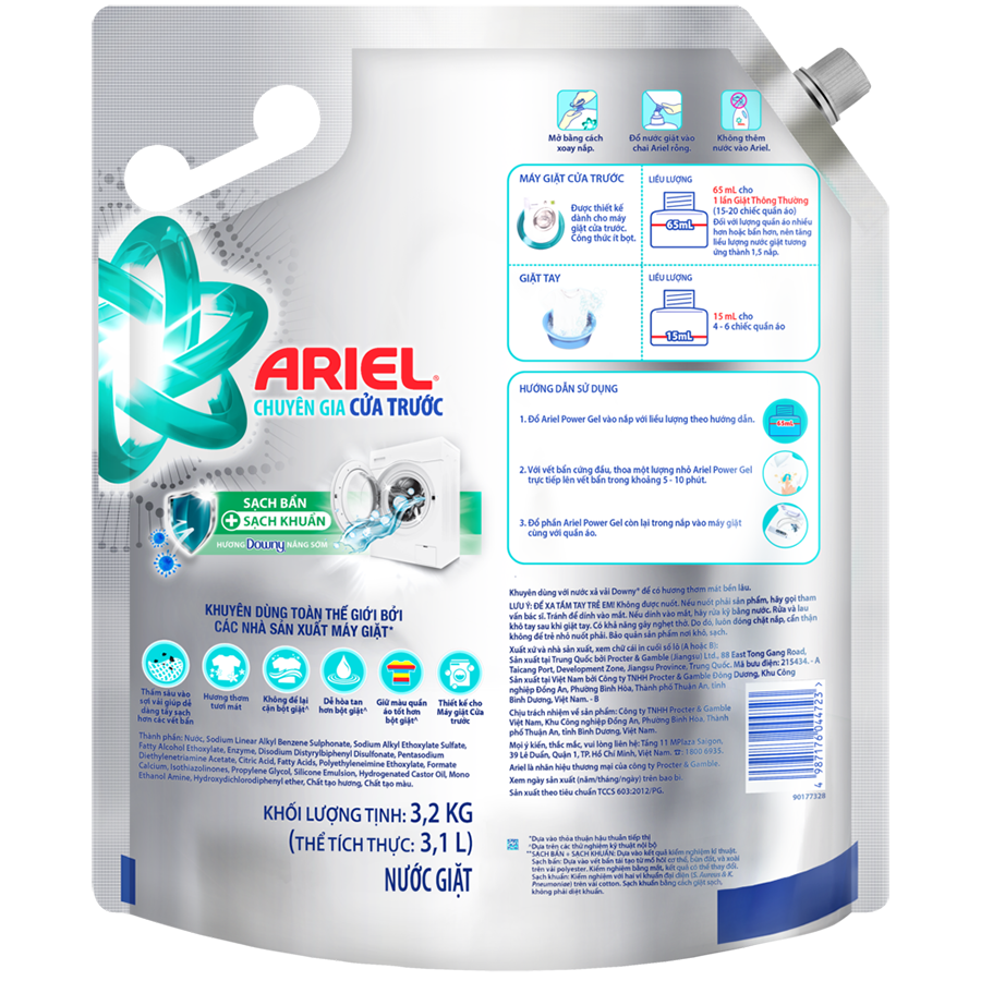 Nước Giặt ARIEL Chuyên Gia Cửa Trước Ngăn Lem Màu