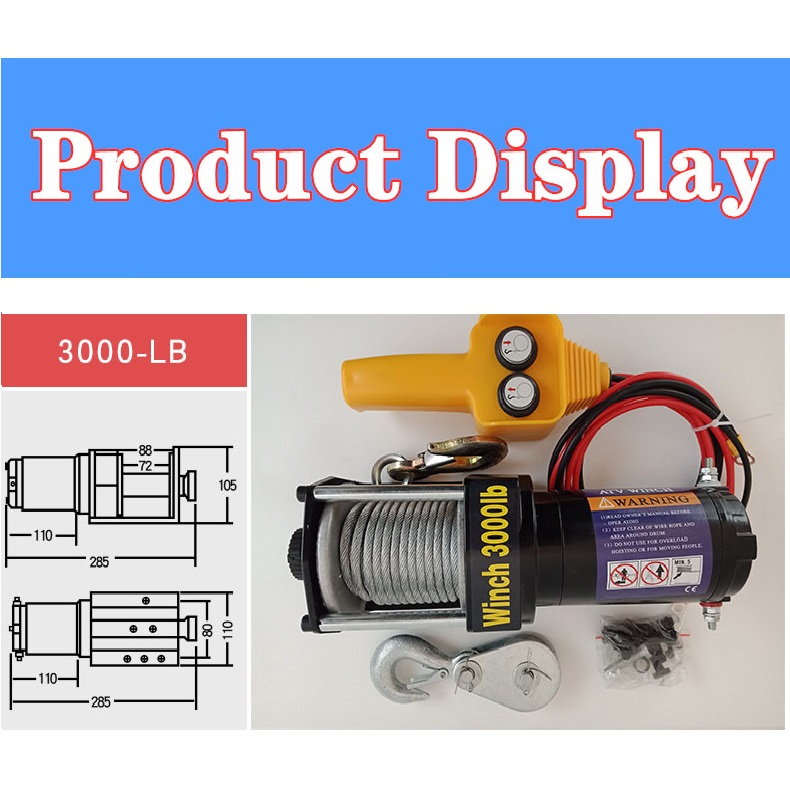 Tời cứu hộ loại 3000LBS loại dùng điện ắc quy 12v/24V