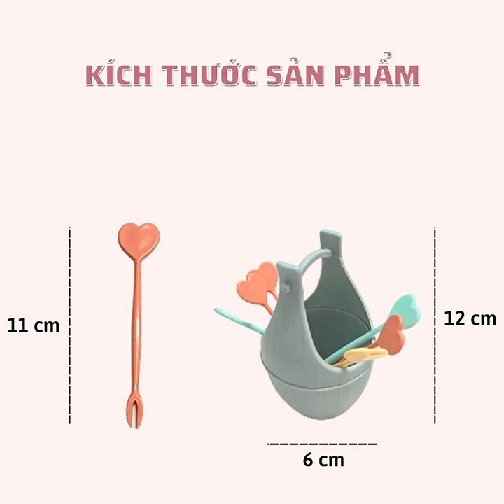 Hộp 10 Nĩa Nhựa Ghim Hoa Quả , Đồ Ăn Sạch Sẽ , Tiện Dụng
