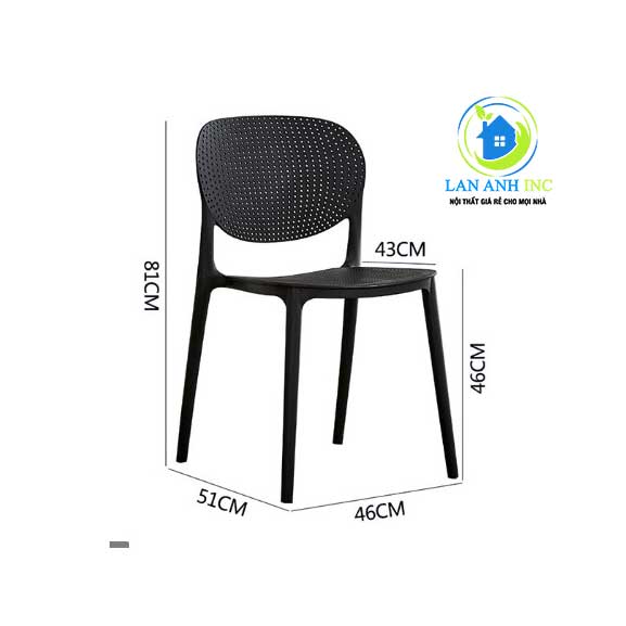 COMBO 4 ghế nhựa đúc nguyên khối tựa lưng cao xếp chồng cho bàn ăn - bàn cafe đẹp hiện đại GND1007B