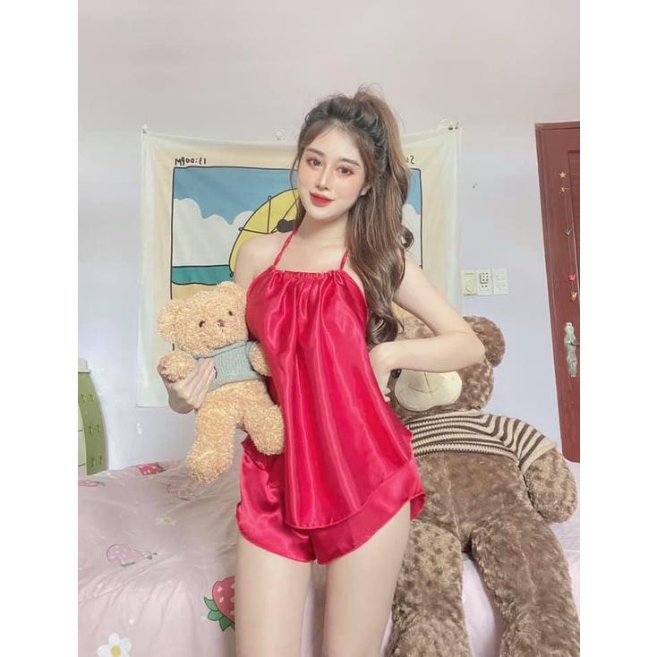 Đồ Bộ Mặc Nhà Vải Phi Bóng Mềm Mát - BT Fashion (Cột Dây - Trơn) - Hình, Video Thật DN01