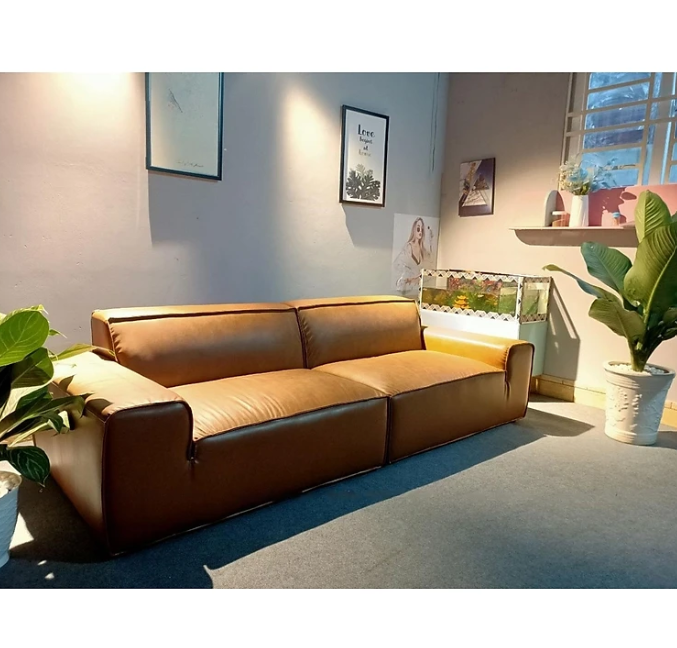 Sofa băng da bò Italy Tundo màu vàng SFBCT15 2m4 hàng cao cấp chuẩn da bò nhập khẩu Ý