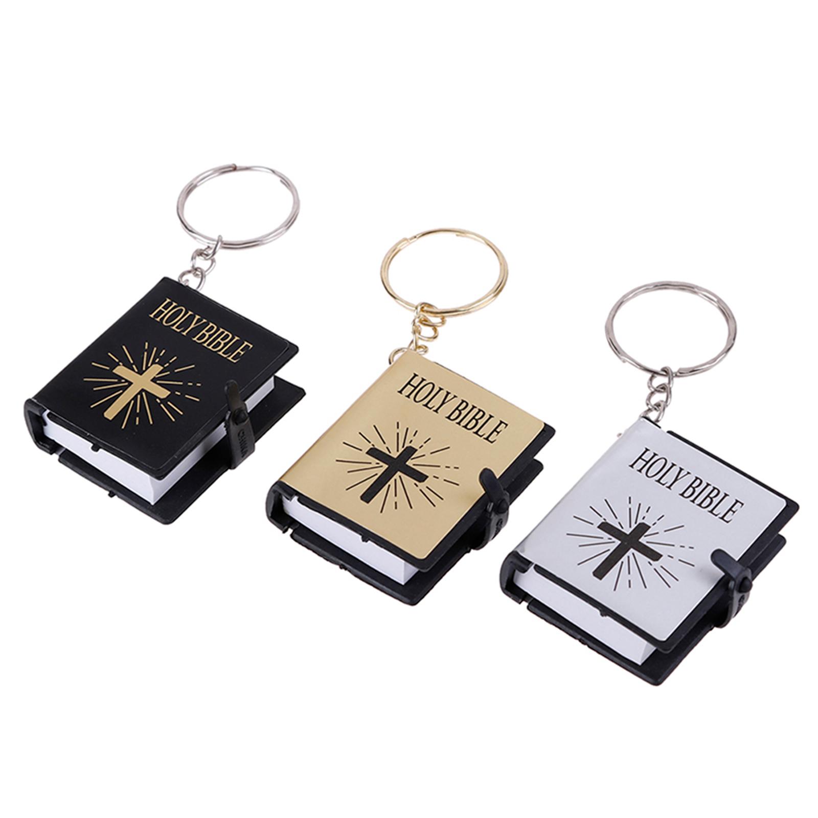 Bible Keychain Christian Keyring Decor Key Chain Gifts Gold Silver Black