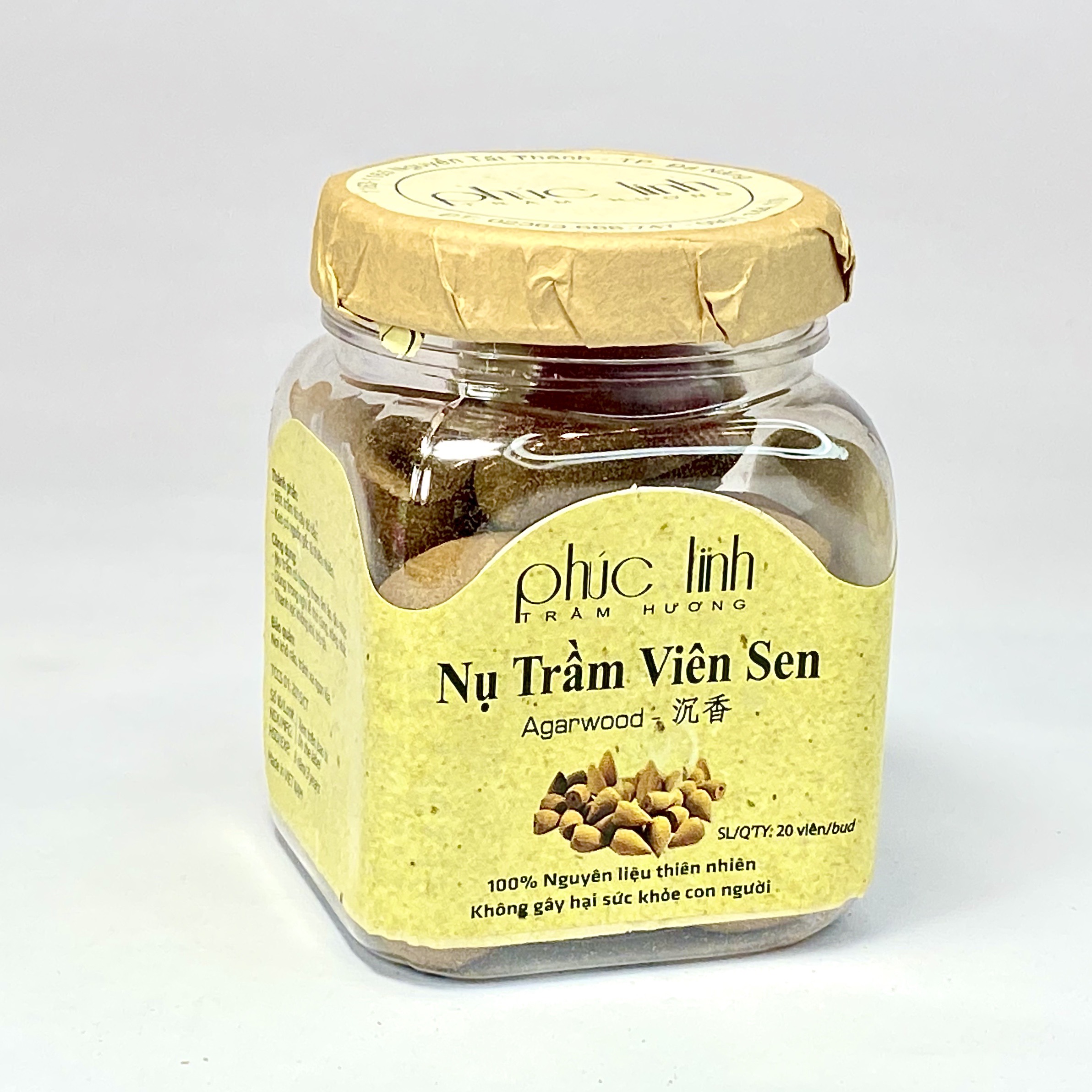 Nụ Trầm Hương Tháp Trầm Viên Sen Loại I-20 viên-Trầm Hương Phúc Linh-Trầm Hương Nguyên Chất, Cam Kết Không Hương Liệu và Hóa Chất