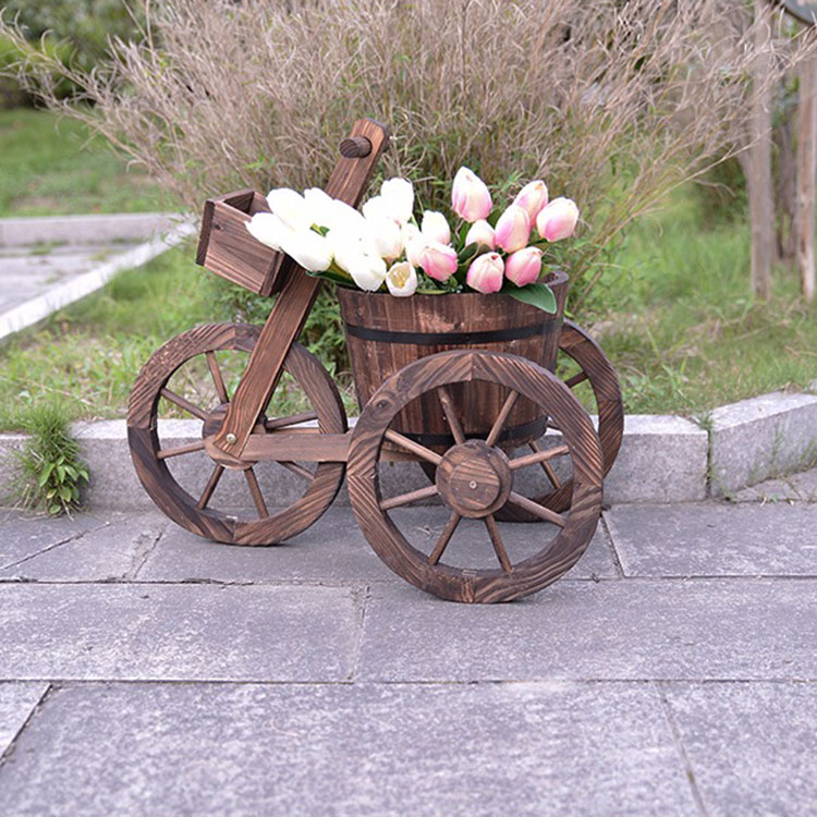 Kệ để chậu hoa cây cảnh decor sân vườn ban công ngoài trời phong cách vintage bằng gỗ thông rắn chắc bảo hành 6 tháng