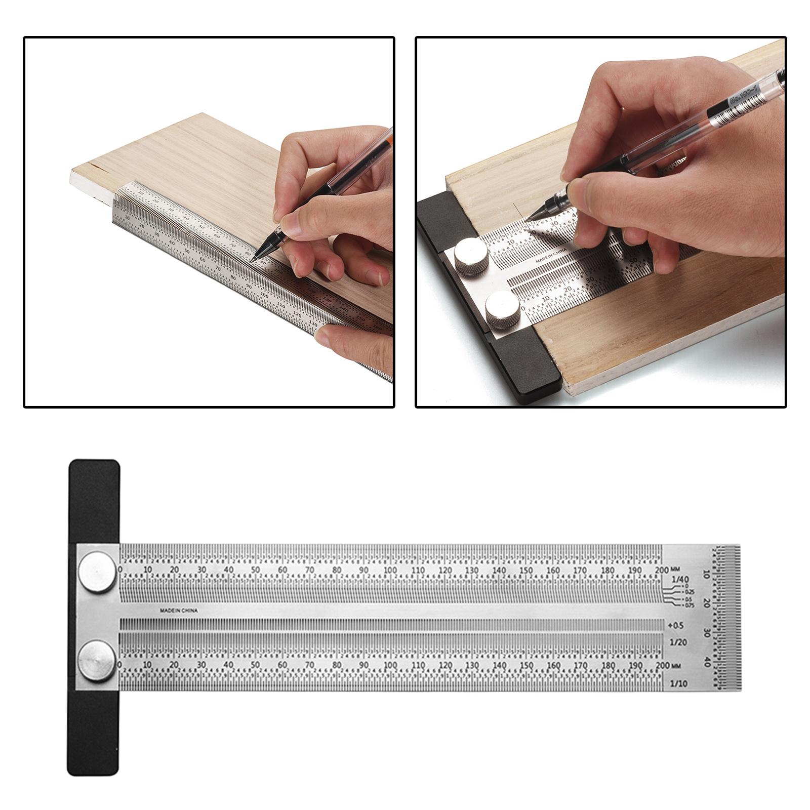 High-precision T Square Ruler for Woodworking Marking Stainless Steel Scribing Line Rule Carpenter Gauge Square Gauging Measuring Tool
