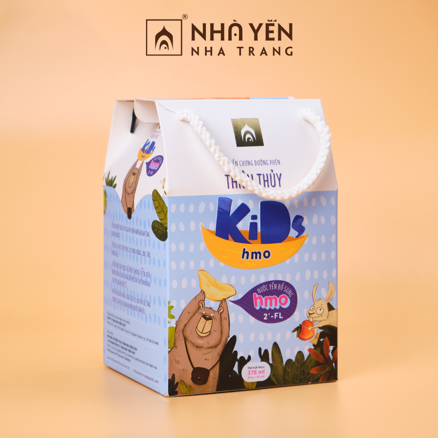 Nước Yến Sào Cho Bé Thiên Thủy Kids Hmo - Nhà Yến Nha Trang - Hộp 9 Lọ - Nước Yến Chưng Sẵn - Tổ Yến Chưng Đường Phèn - Yến Trẻ Em - Hàng Chính Hãng