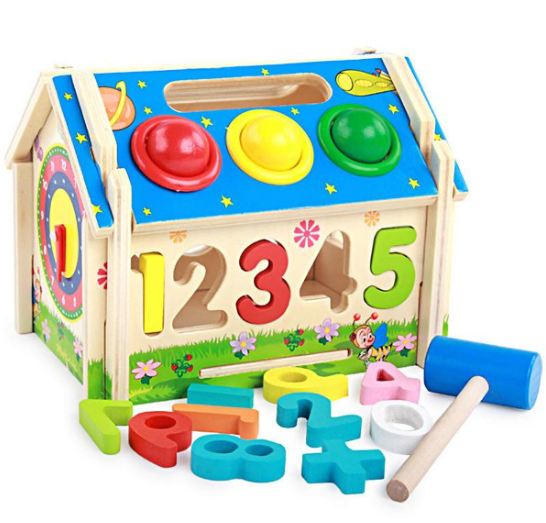 Bộ đồ chơi lắp ráp ngôi nhà đập bóng 3in1, đồ chơi học số, đập bóng và dụng cụ lắp ráp cho bé