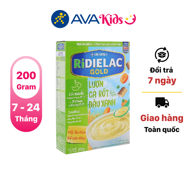 Bột ăn dặm Ridielac Gold lươn cà rốt đậu xanh hộp 200g
